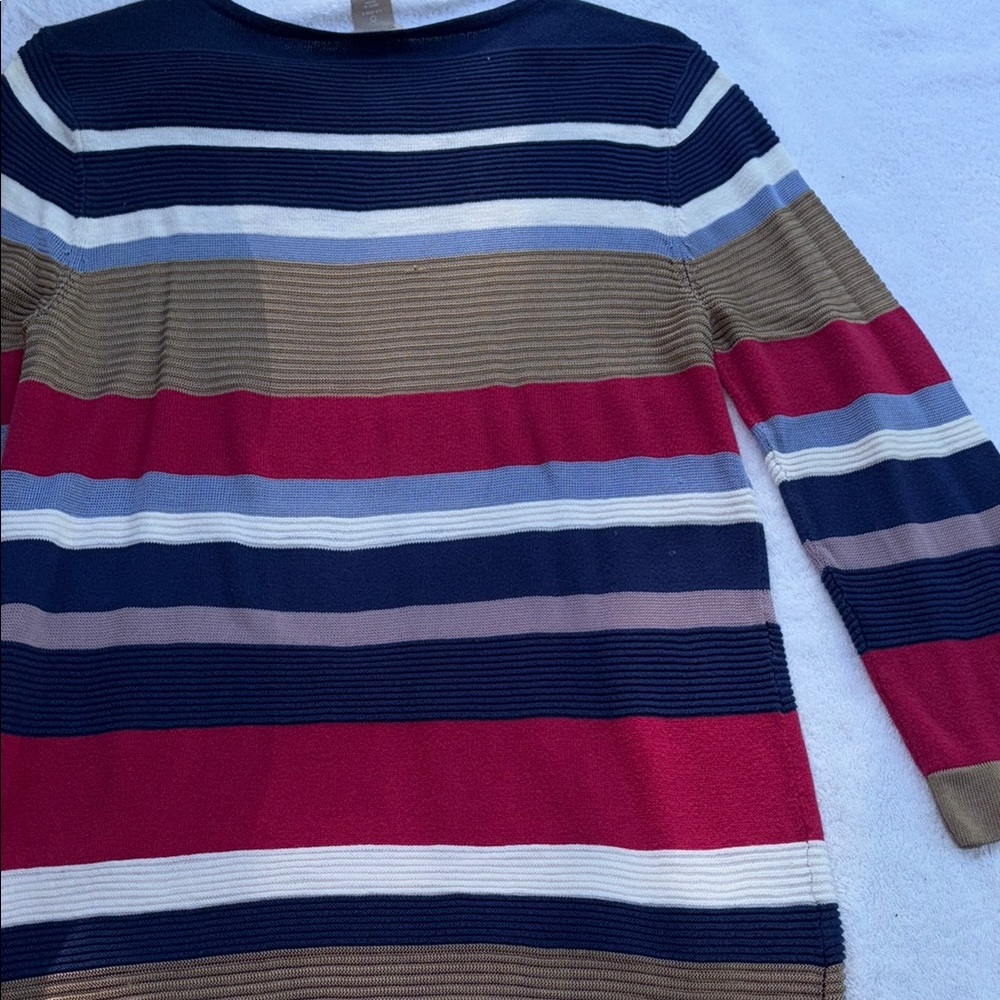 Chico's Multicolor Striped Sweater with Button Accents